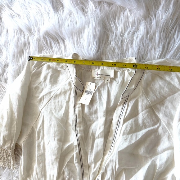 Anthropologie Ivory V-Neck Corset Midi Shirt Dress Size Small - Picture 7 of 14